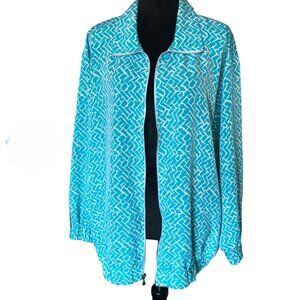 Silver Threads Windbreaker Jacket: Vintage 70s Lightweight Zippered Turquoise L